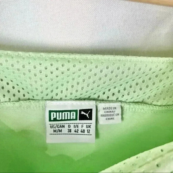Puma Soft Mint Green Mesh Cold Shoulder XTreme Short Sleeve Top M - Picture 4 of 7